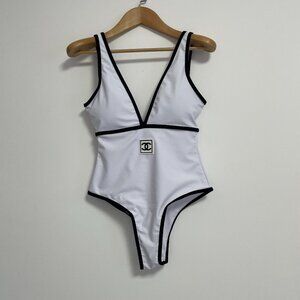 Chanel logo Women's white One-Piece Swimsuit